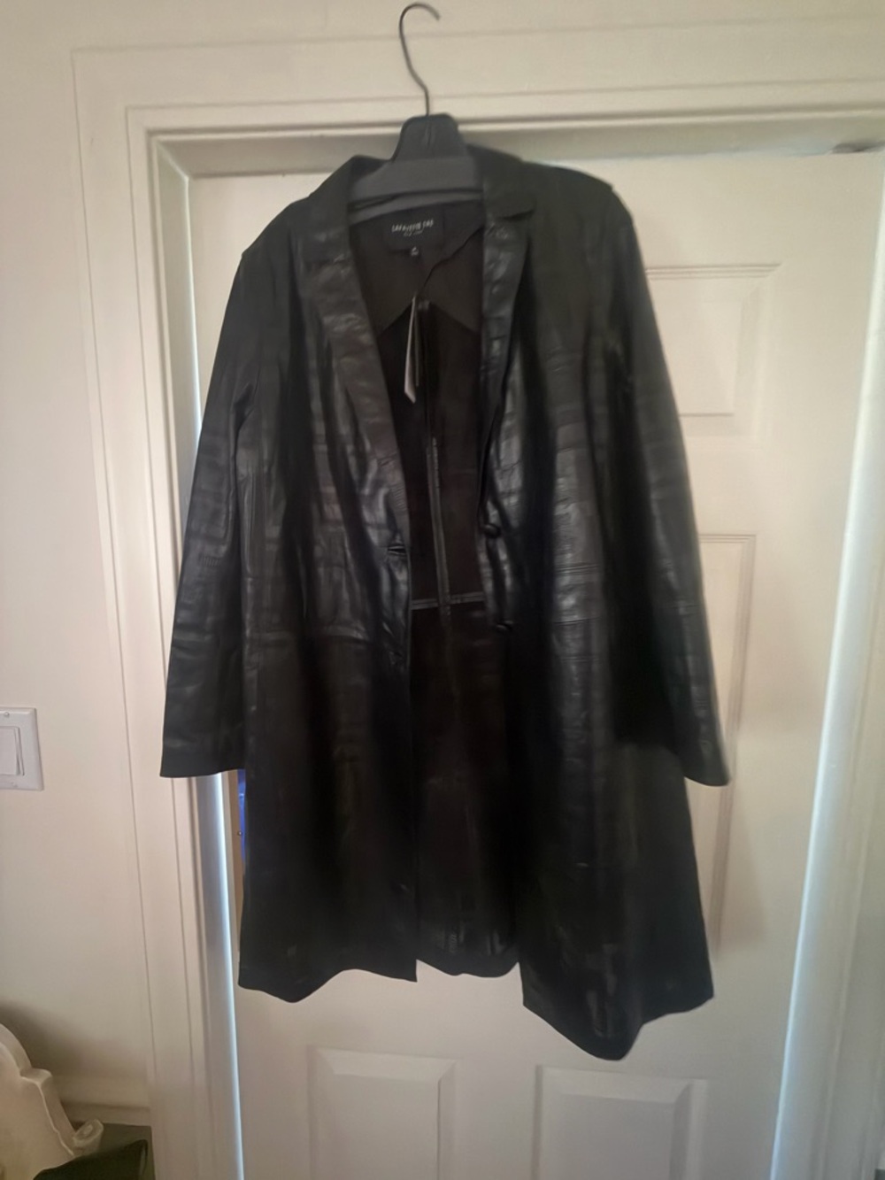 Lafayette 148 New York Black Leather Long Coat